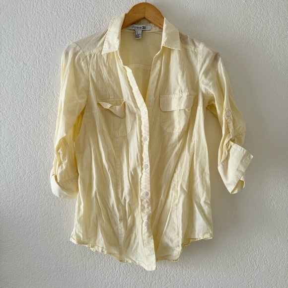 Forever 21 Striped Button Up Long Sleeve Blouse - Picture 1 of 3